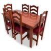 MESA 6 SILLAS TAPIZADO ENCHAPADO